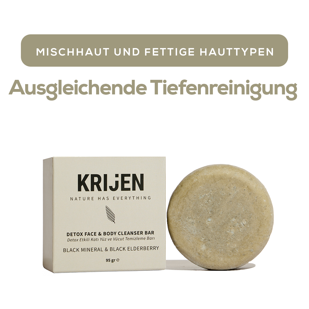 Entgiftender Reinigungsriegel für Gesicht und Körper mit schwarzen Mineralien und Holunder 95 g