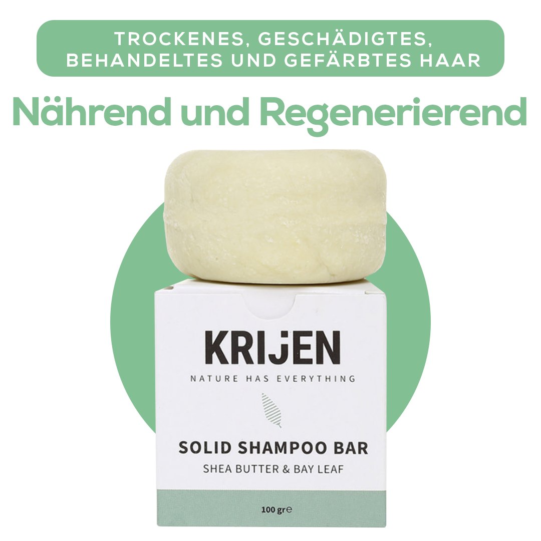 Festes Shampoo mit Sheabutter und Lorbeerblatt 100 g – mit natürlichem Kürbis-Luffa