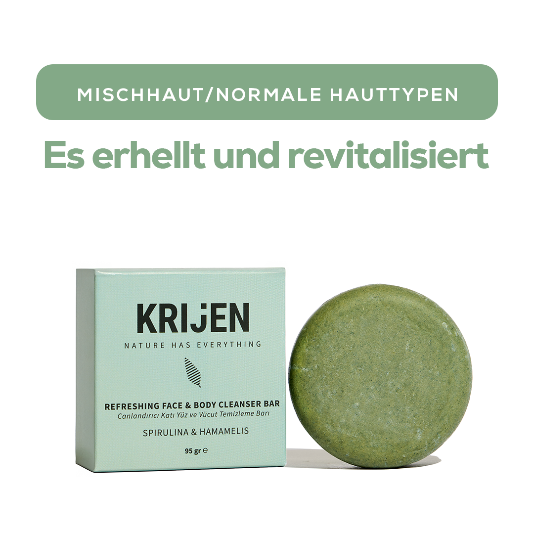Revitalisierende Reinigungsriegel für Gesicht und Körper mit Spirulina und Hamamelis 95 g