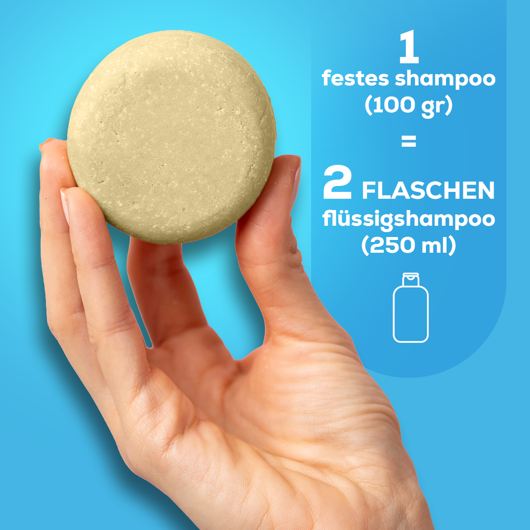 Festes Shampoo mit Meersalz und Eukalyptus 100 g – mit natürlichem Kürbis-Luffa