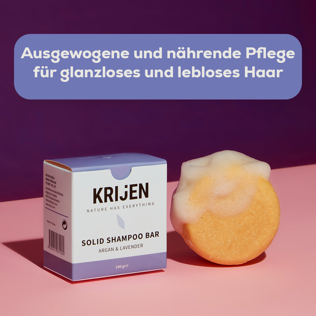 Festes Shampoo Argan & Lavendel 100 g – mit natürlichem Kürbis-Luffa