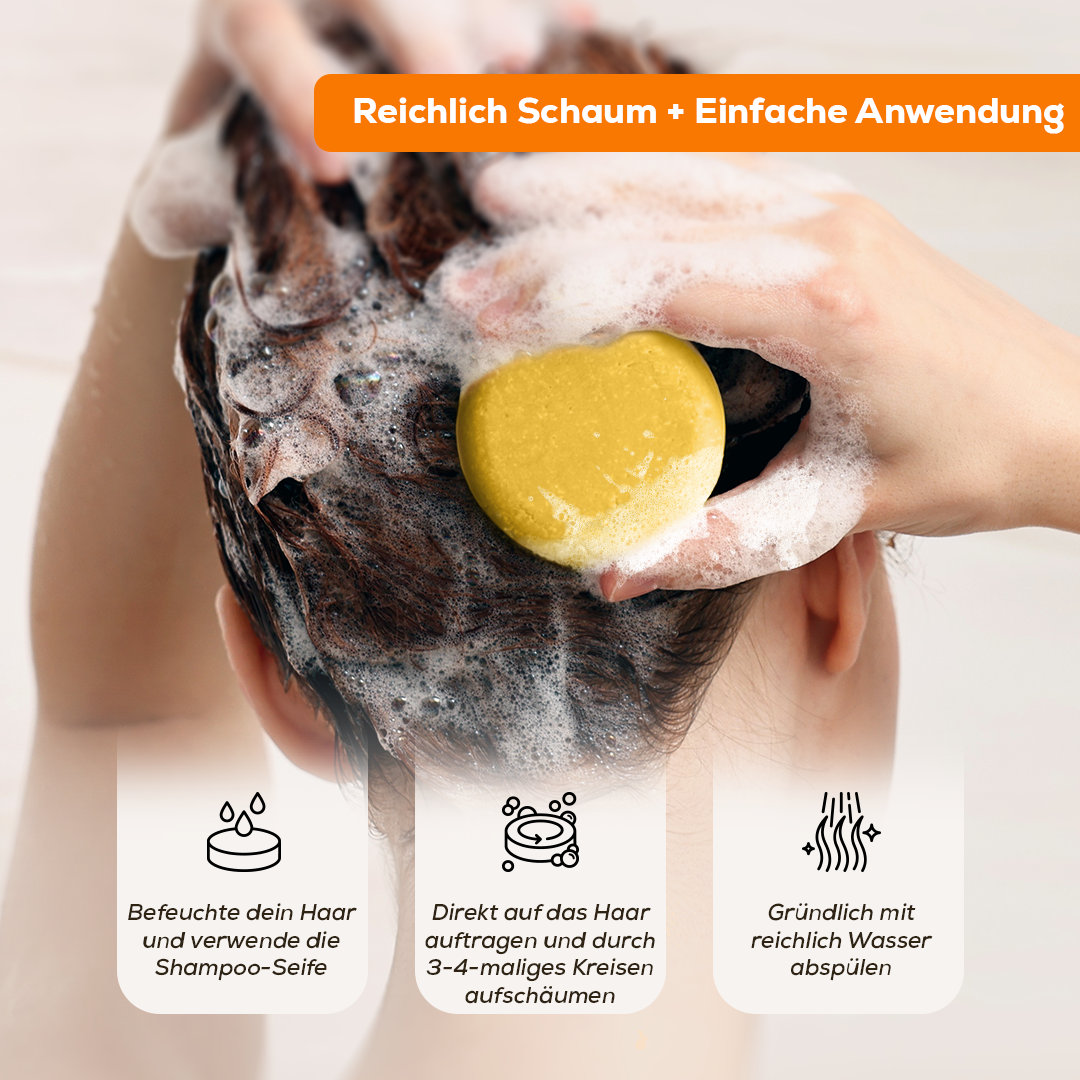 Festes Shampoo Kokosnuss & Orange 100 g – mit natürlichem Kürbis-Luffa
