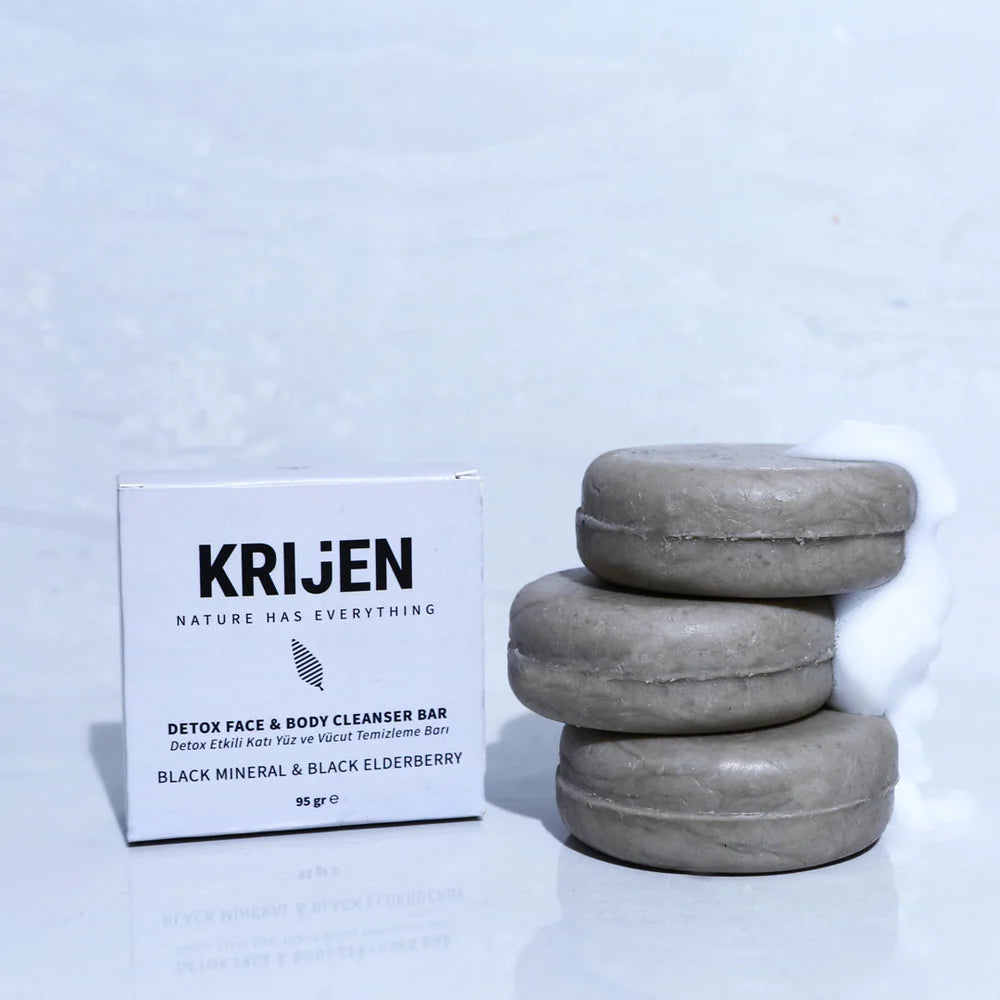 Entgiftender Reinigungsriegel für Gesicht und Körper mit schwarzen Mineralien und Holunder 95 g