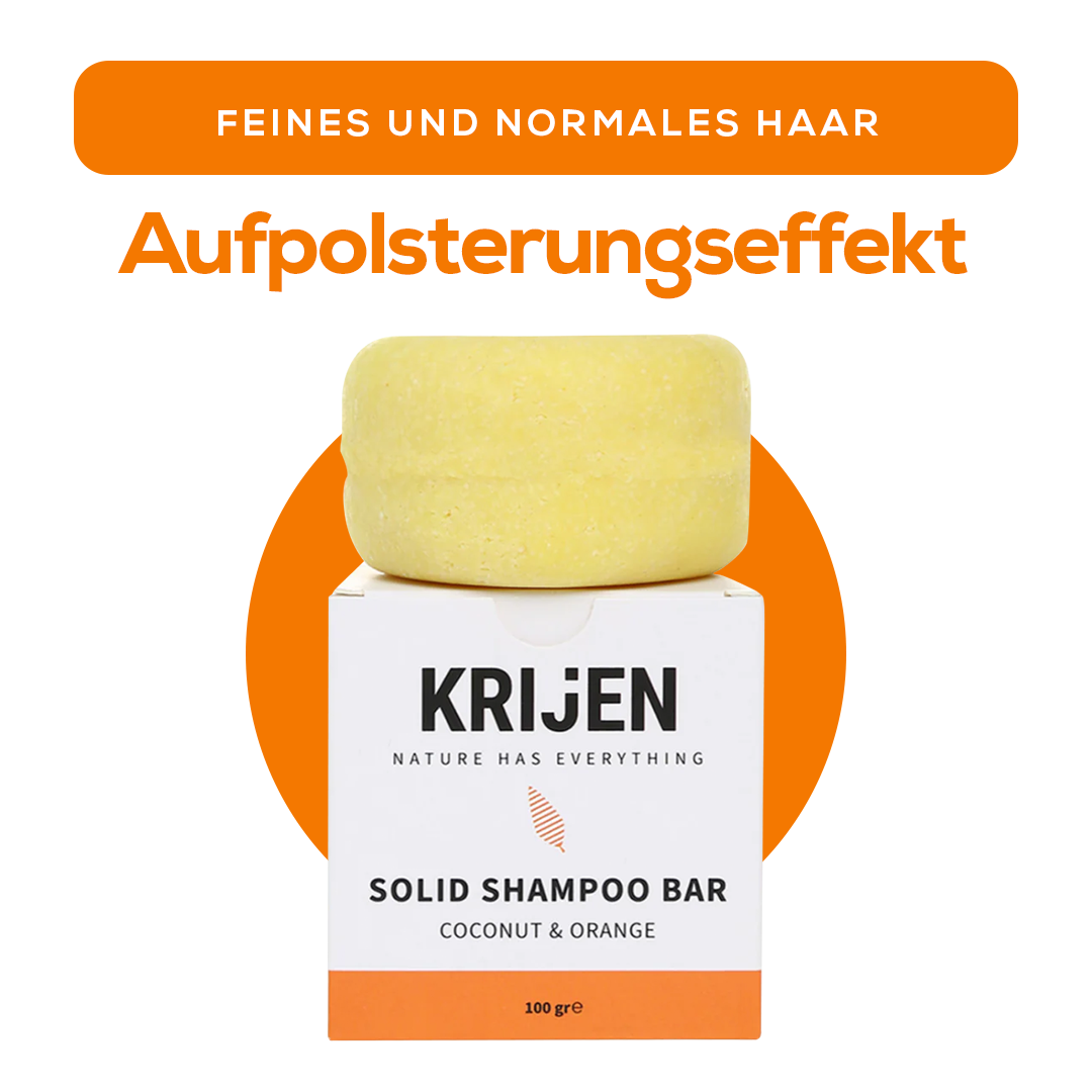 Festes Shampoo Kokosnuss & Orange 100 g – mit natürlichem Kürbis-Luffa