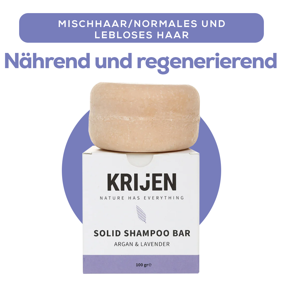 Festes Shampoo Argan & Lavendel 100 g – mit natürlichem Kürbis-Luffa