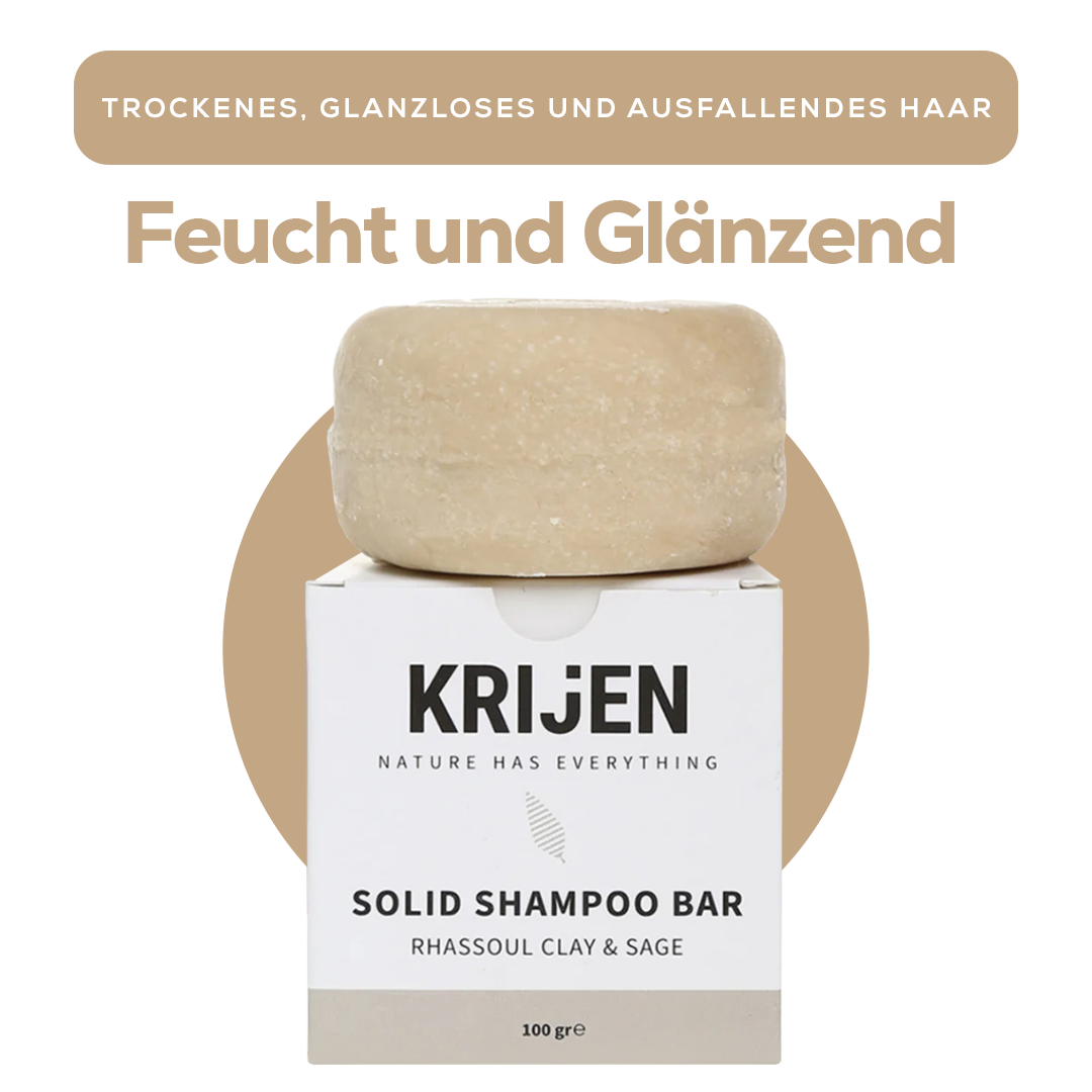 Festes Shampoo Rhassoul & Salbei 100 g – mit natürlichem Kürbis-Luffa