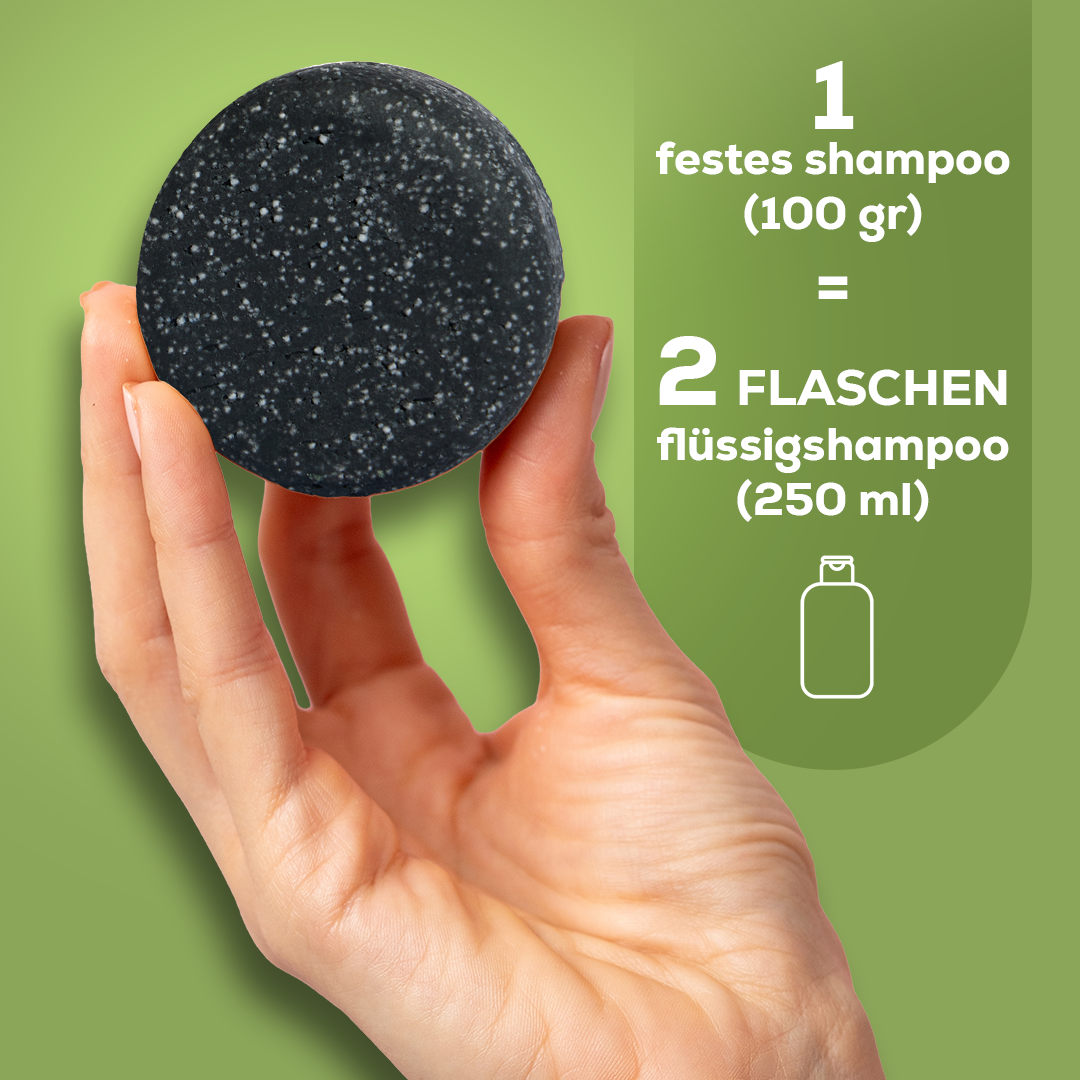 Festes Shampoo mit Aktivkohle und Teebaumöl 50 g – Probiergröße