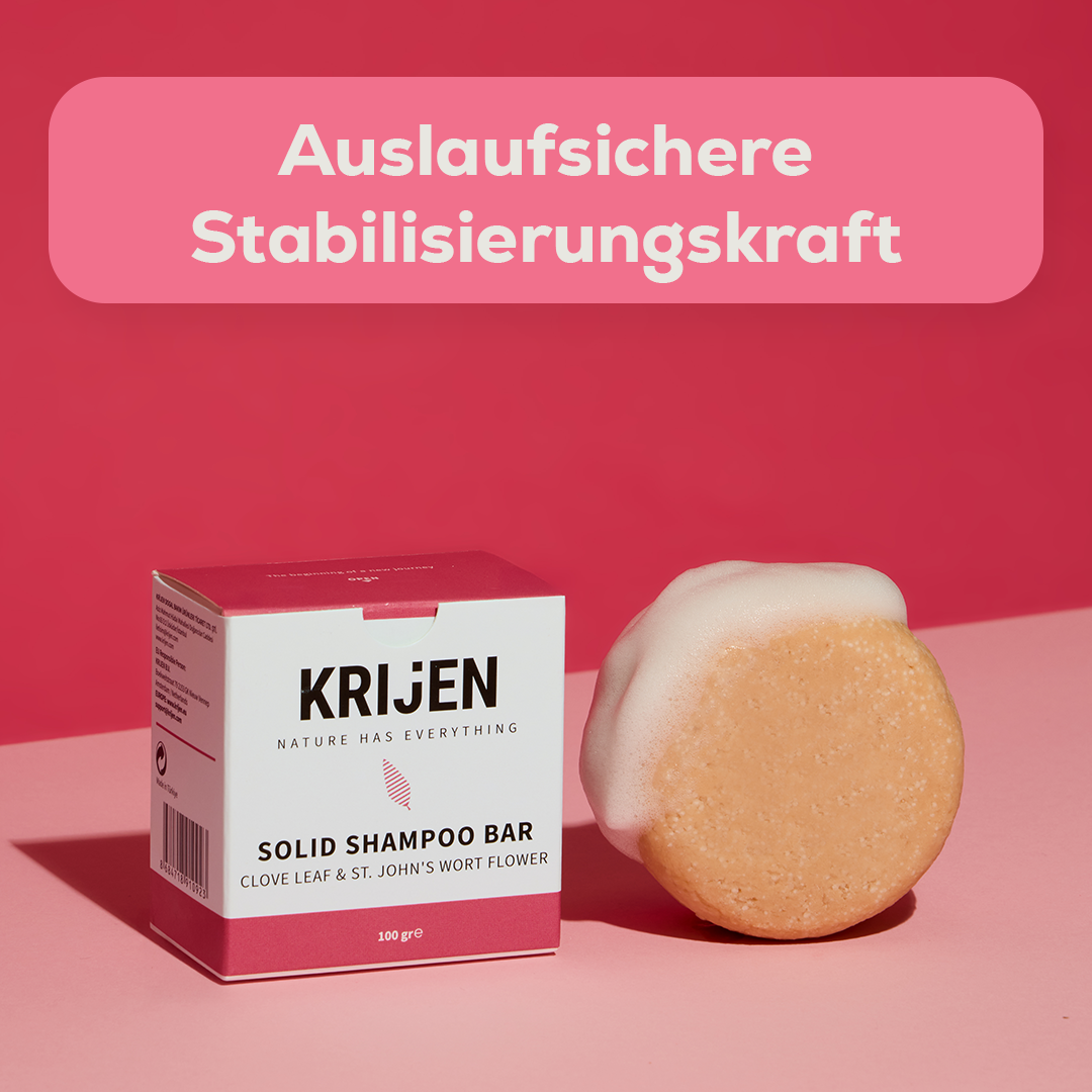 Festes Shampoo mit Nelkenblättern und Johanniskrautblüte 100 g – mit natürlichem Kürbis-Luffa