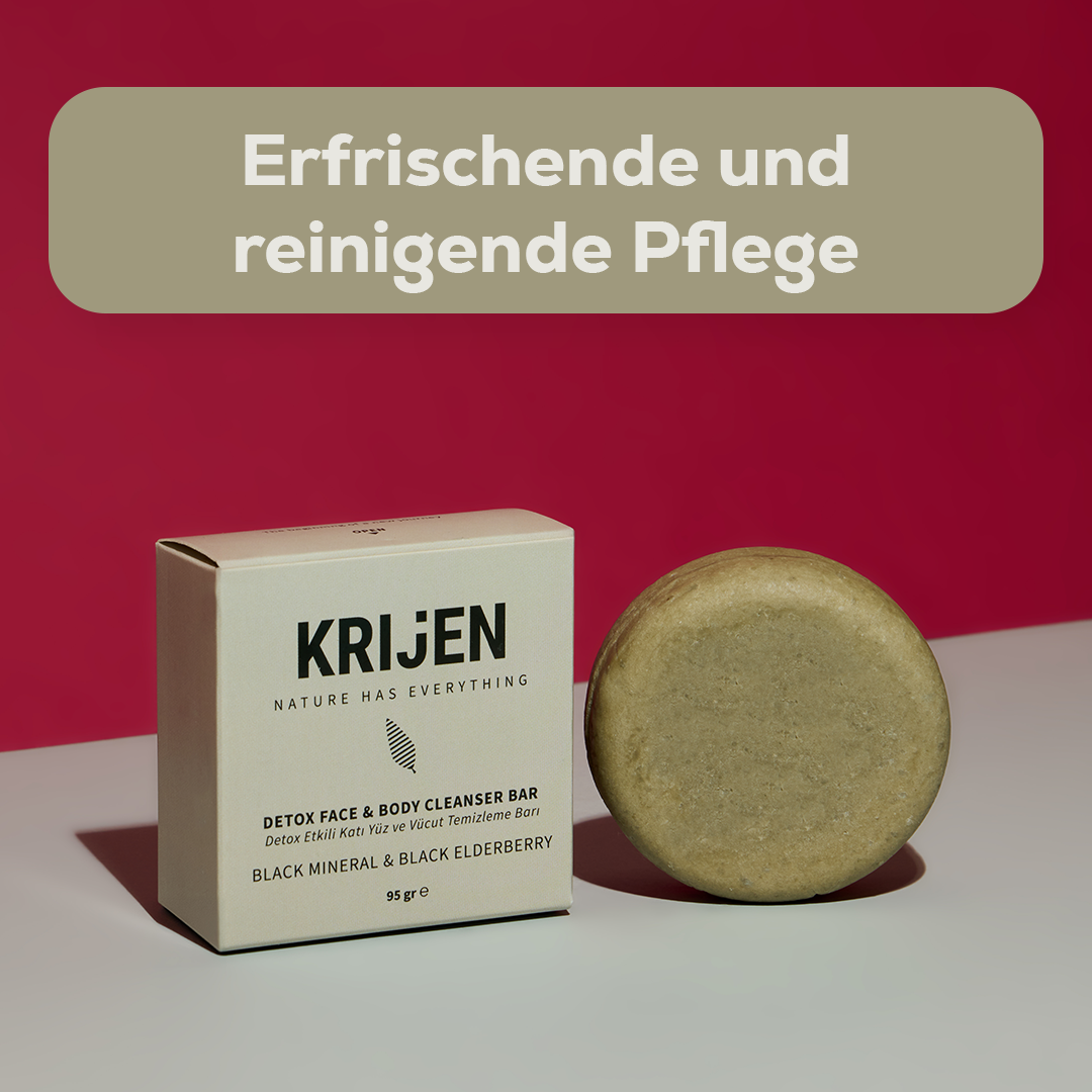 Entgiftender Reinigungsriegel für Gesicht und Körper mit schwarzen Mineralien und Holunder 95 g