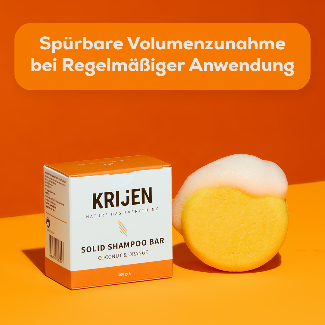 Festes Shampoo Kokosnuss & Orange 100 g – mit natürlichem Kürbis-Luffa