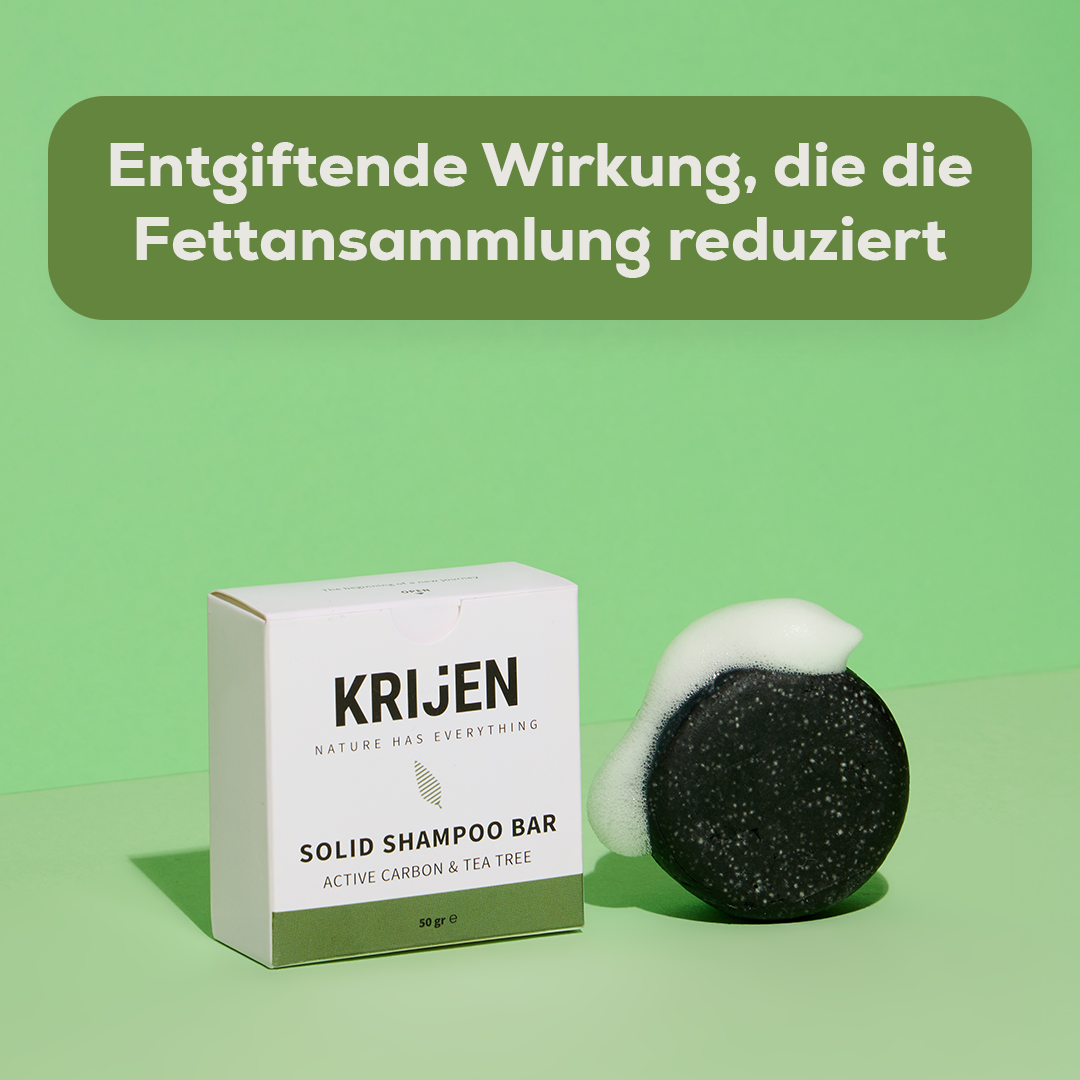 Festes Shampoo mit Aktivkohle und Teebaumöl 50 g – Probiergröße