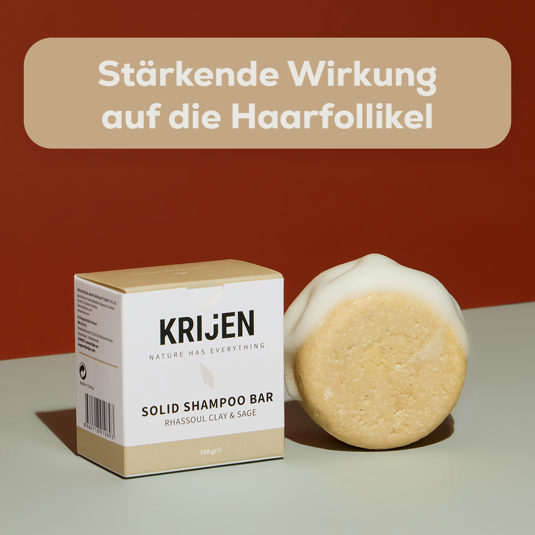 Festes Shampoo Rhassoul & Salbei 100 g – mit natürlichem Kürbis-Luffa