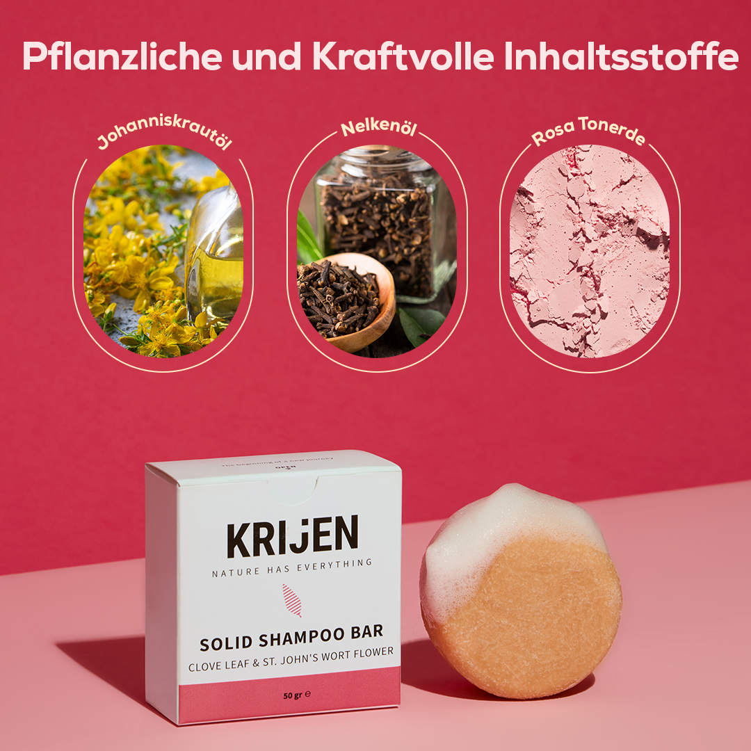 Festes Shampoo mit Nelkenblättern und Johanniskrautblüten 50 g – Probiergröße