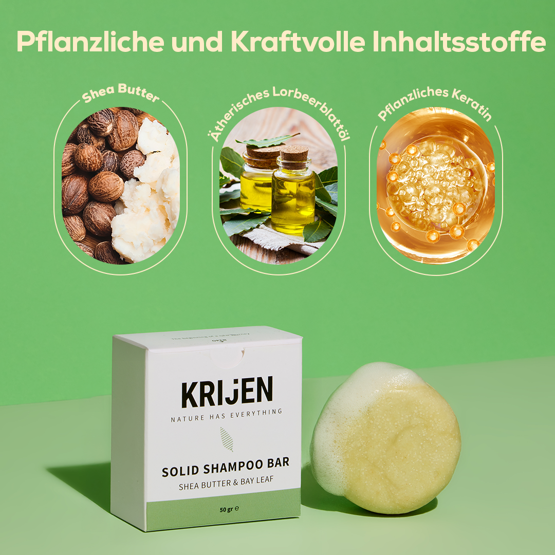 Festes Shampoo mit Sheabutter und Lorbeerblatt 50 g – Probiergröße
