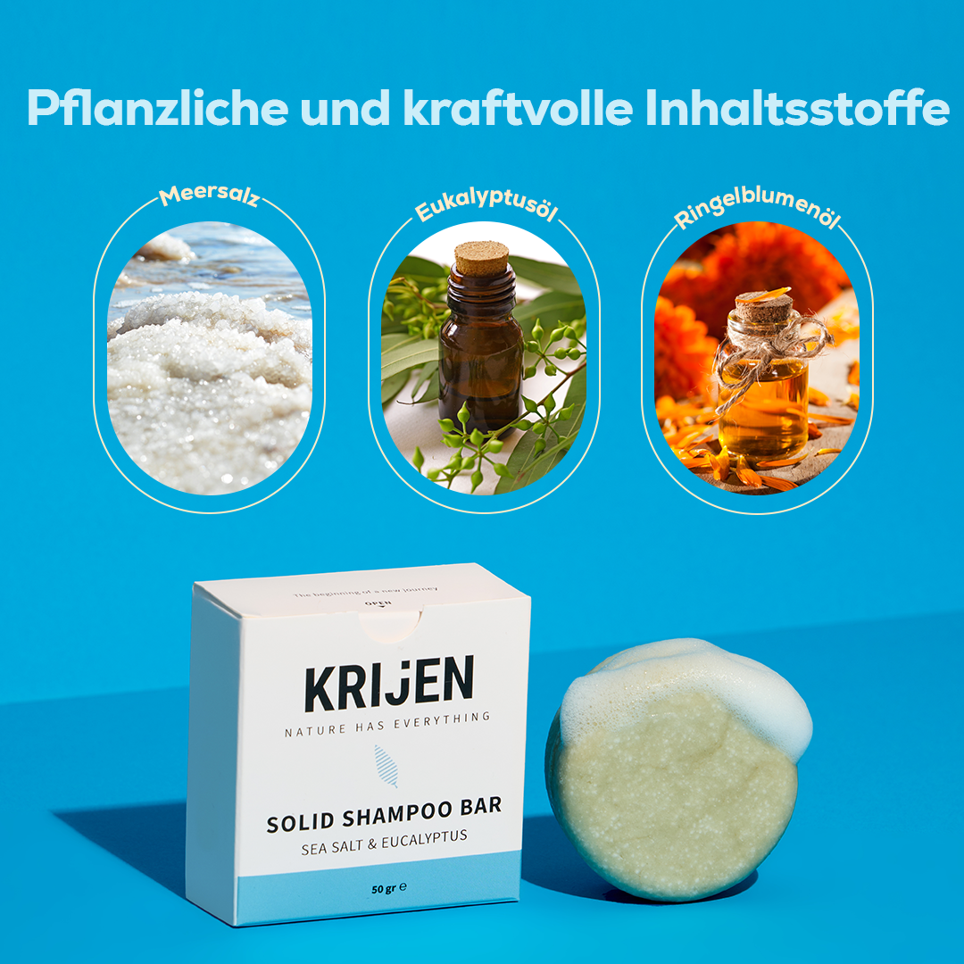 Festes Shampoo mit Meersalz und Eukalyptus 50 g – Probiergröße