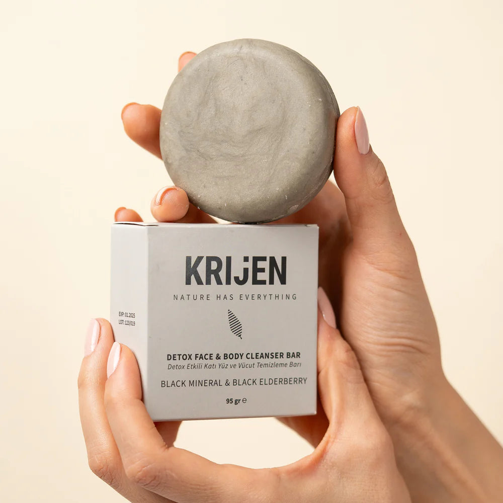 Entgiftender Reinigungsriegel für Gesicht und Körper mit schwarzen Mineralien und Holunder 95 g